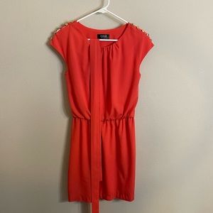 Coral Guess Dress with Gold Buttons